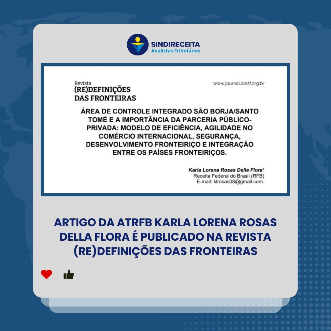 Artigo da ATRFB Karla Lorena Rosas Della Flora é publicado na Revista (Re)Definições das Fronteiras